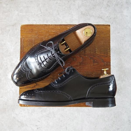 美品★クロケット&ジョーンズ 5.5E【★(英)ジョージクレバリー別注/GEORGE CLEVERLEY】フルブローグ/カーフ/黒/Crockett&Jones★i300