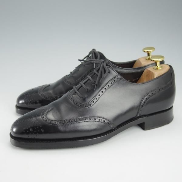 美品★クロケット&ジョーンズ 5.5E【★(英)ジョージクレバリー別注/GEORGE CLEVERLEY】フルブローグ/カーフ/黒/Crockett&Jones★i300