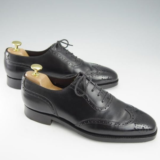 美品★クロケット&ジョーンズ 5.5E【★(英)ジョージクレバリー別注/GEORGE CLEVERLEY】フルブローグ/カーフ/黒/Crockett&Jones★i300