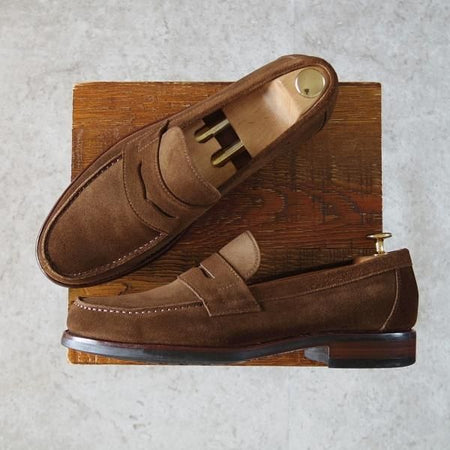 極上★(スペイン製)YANKO/ヤンコ SIZE 7【モデル定価￥46,200-★コインローファー/14464】スエード/茶/メンズ★i314