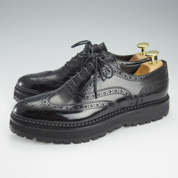 極美品★チャーチ(レディース) SIZE 37【★INDIGO/インディゴ】フルブローグ/ポリッシュドバインダーカーフ/黒/Church's★i316