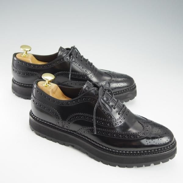 極美品★チャーチ(レディース) SIZE 37【★INDIGO/インディゴ】フルブローグ/ポリッシュドバインダーカーフ/黒/Church's★i316