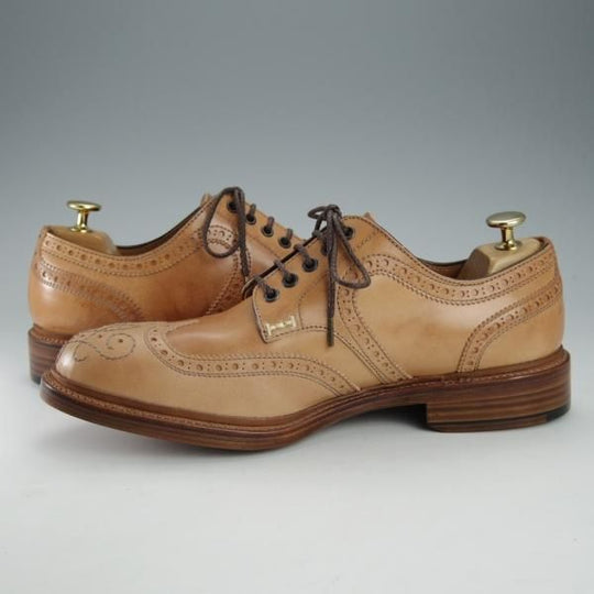 ほぼ試着程度★(恵比寿)ショセ SIZE 26【貴重★コードバン仕様/ナチュラルカラー】C-756/フルブローグ/薄茶/メンズ/chausser★i320