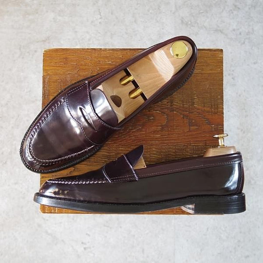 極美品★オールデン 8.5D【貴重★コードバン/ブルックスブラザーズ別注】34379/コインローファー/赤茶/BROOKS BROTHERS/Alden★i322