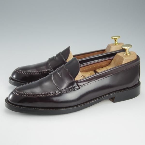 極美品★オールデン 8.5D【貴重★コードバン/ブルックスブラザーズ別注】34379/コインローファー/赤茶/BROOKS BROTHERS/Alden★i322