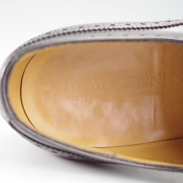 美品★J.M.ウェストン 8E【現行定価￥148,500-★310/セミブローグ】11ラスト/カーフ/黒/メンズ/Weston/ウエストン★i334