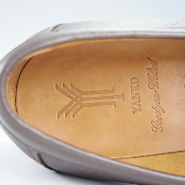 極美品★(スペイン製)YANKO/ヤンコ SIZE 7【★グッドイヤーウェルテッド製法/コインローファー】14802/グレインレザー/濃茶/メンズ★i339