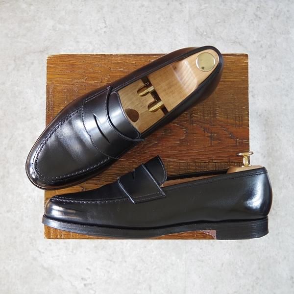 極上★クロケット&ジョーンズ 7.5E【定価￥83,600-★ビームスF別注/MAINE】376ラスト/コインローファー/黒/BEAMS/Crockett&Jones★i340