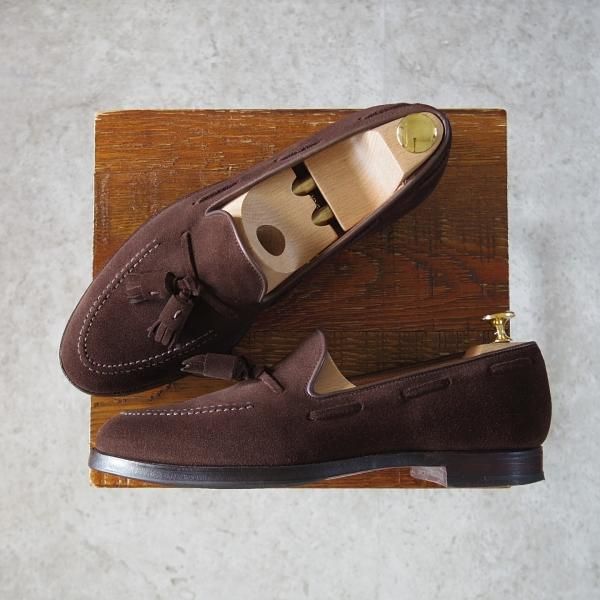 極上★クロケット&ジョーンズ 6E【定価￥75,900-★CAVENDISH 3/ビームスF別注】タッセルローファー/スエード/濃茶/Crockett&Jones★i347