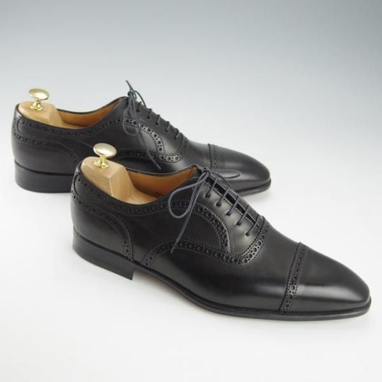 未使用★(伊)タニノクリスチー SIZE 8.5【デッドストック品★クォーターブローグ/129692】カーフ/黒/メンズ/TANINO CRISCI★i354