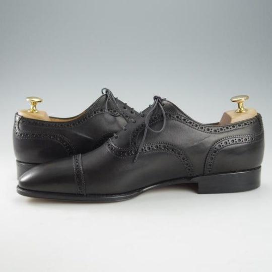 未使用★(伊)タニノクリスチー SIZE 8.5【デッドストック品★クォーターブローグ/129692】カーフ/黒/メンズ/TANINO CRISCI★i354