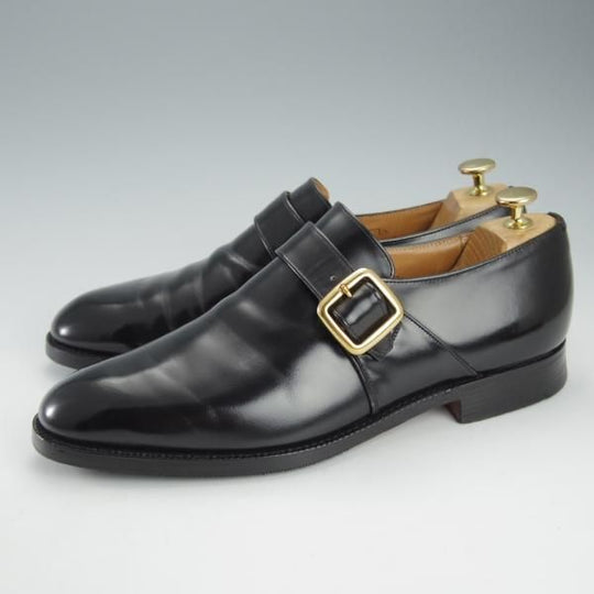 極上★チャーチ 85E/UK8.5【旧チャーチ★73ラスト/ブックバインダーカーフ】3都市ロゴ/モンクストラップ/黒/メンズ/Church's★i355