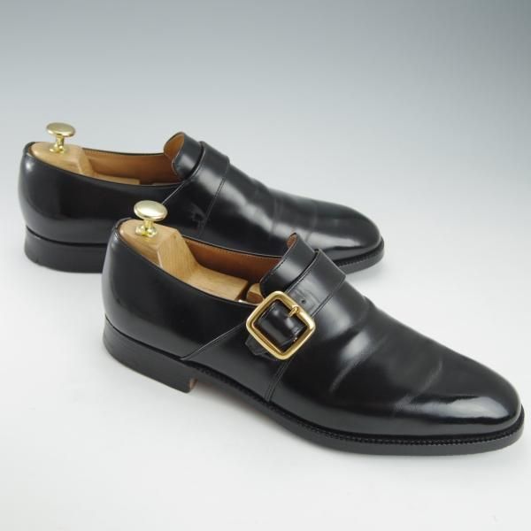 極上★チャーチ 85E/UK8.5【旧チャーチ★73ラスト/ブックバインダーカーフ】3都市ロゴ/モンクストラップ/黒/メンズ/Church's★i355