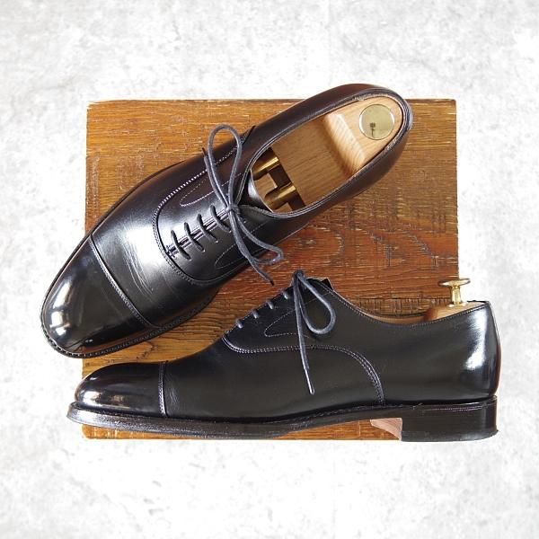 美品★(英)チーニー 7F【定価￥78,100-★アルフレッド/ALFRED】125ラスト/ストレートチップ/カーフ/黒/メンズ/CHEANEY★i363