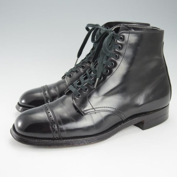 ★オールデン 5E【貴重★旧ロゴ/レースアップブーツ】502/パンチドキャップトゥ/黒/メンズ/Alden★i365