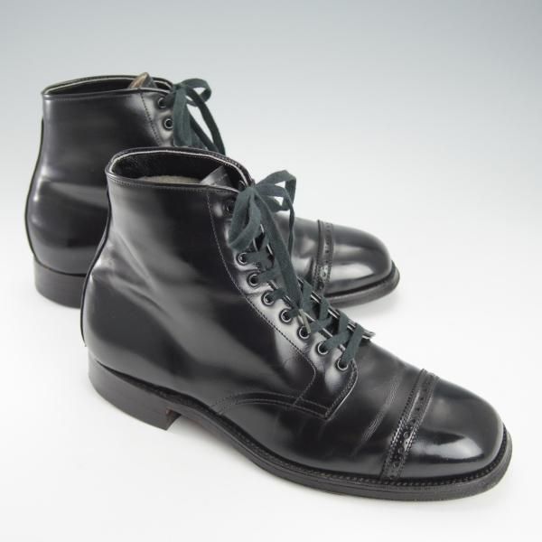 ★オールデン 5E【貴重★旧ロゴ/レースアップブーツ】502/パンチドキャップトゥ/黒/メンズ/Alden★i365