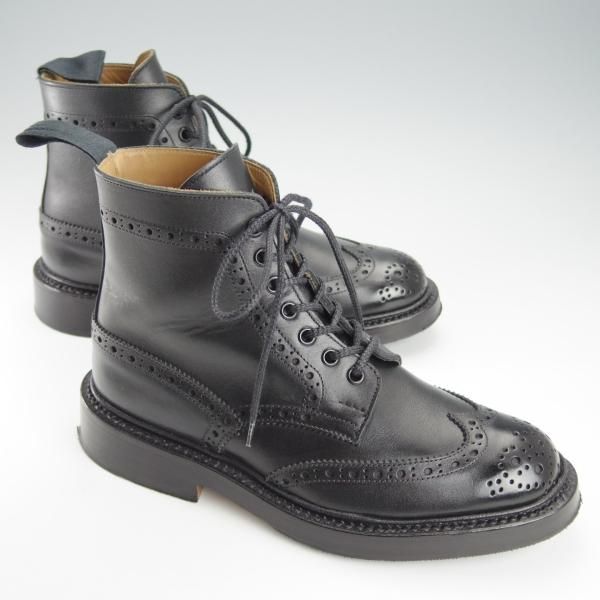 美品★トリッカーズ SIZE 5【モデル定価￥88,000-★ユニオンワークス別注/ストウ/STOW】5634/カントリーブーツ/黒/Tricker's★i366