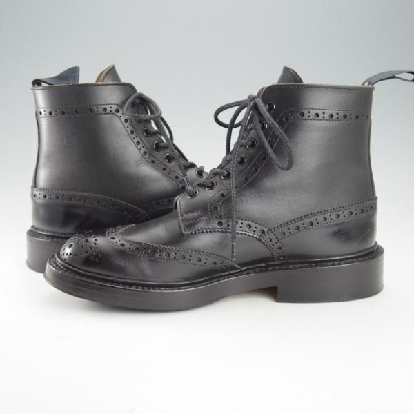 美品★トリッカーズ SIZE 5【モデル定価￥88,000-★ユニオンワークス別注/ストウ/STOW】5634/カントリーブーツ/黒/Tricker's★i366