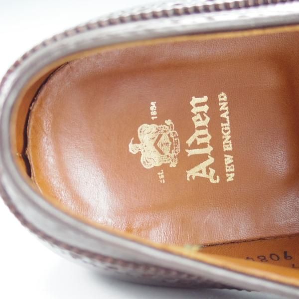 極美品★オールデン 8.5D【貴重★シガー色/コードバン/9084】ハンプトンラスト/セミブローグ/茶/メンズ/ALDEN★i367