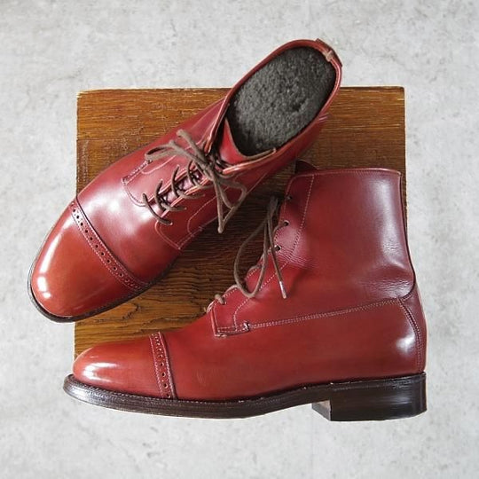 ★(英)シュナイダーブーツ UK6程度【国内定価15万円程度★パドックブーツ/レースアップブーツ】カーフ/茶/メンズ/SCHNIEDER BOOTS★i368