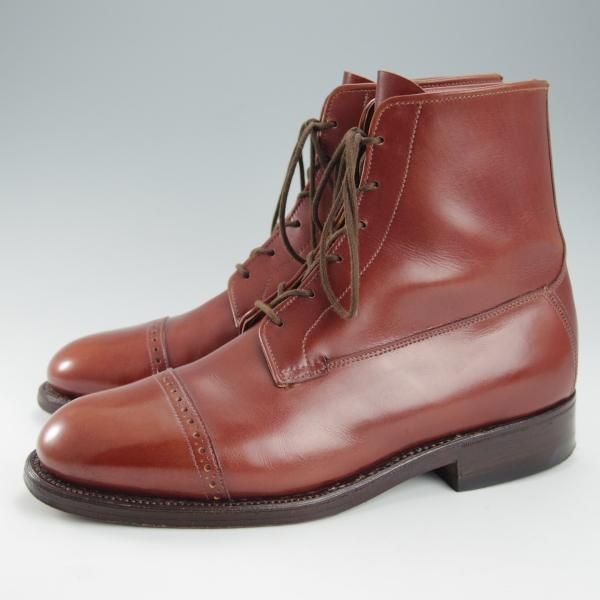 ★(英)シュナイダーブーツ UK6程度【国内定価15万円程度★パドックブーツ/レースアップブーツ】カーフ/茶/メンズ/SCHNIEDER BOOTS★i368
