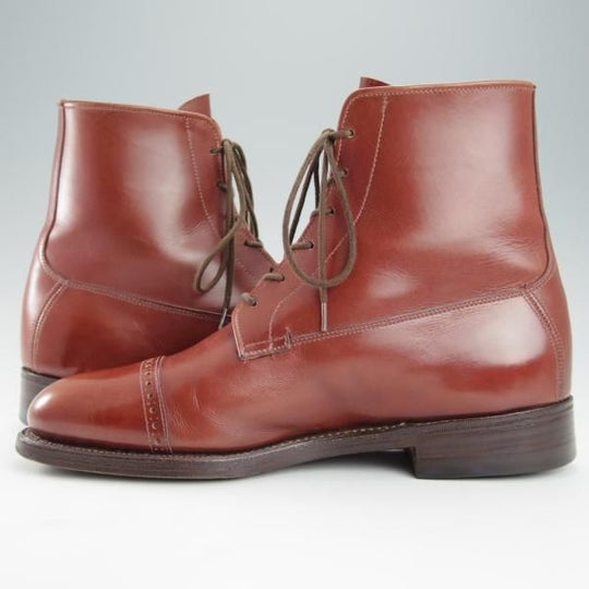 ★(英)シュナイダーブーツ UK6程度【国内定価15万円程度★パドックブーツ/レースアップブーツ】カーフ/茶/メンズ/SCHNIEDER BOOTS★i368