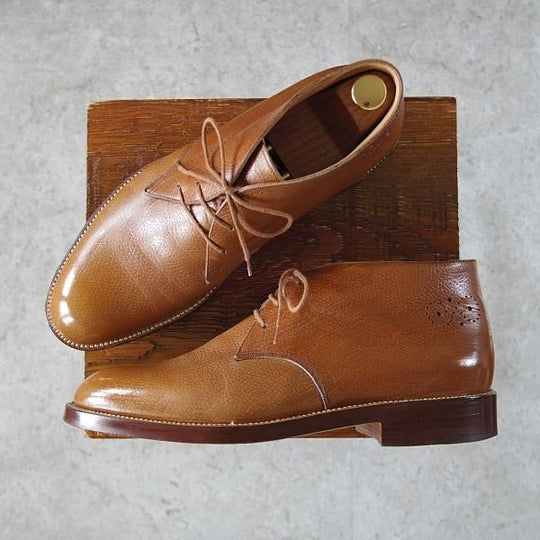 美品★(伊)シルヴァノ・ラッタンジ SIZE 8【高額★オーダー品/ハンドソーンウェルテッド製法】チャッカブーツ/薄茶/Silvano Lattanzi★i370