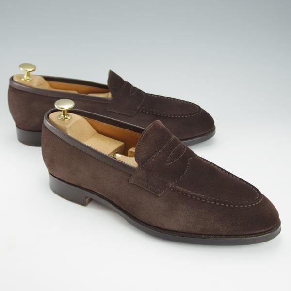 極美品★(英)フォスター&サン 6E【定価￥154,000-★コインローファー/BURFORD】スエード/濃茶/メンズ/FOSTER&SON★i374