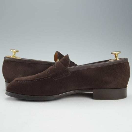 極美品★(英)フォスター&サン 6E【定価￥154,000-★コインローファー/BURFORD】スエード/濃茶/メンズ/FOSTER&SON★i374