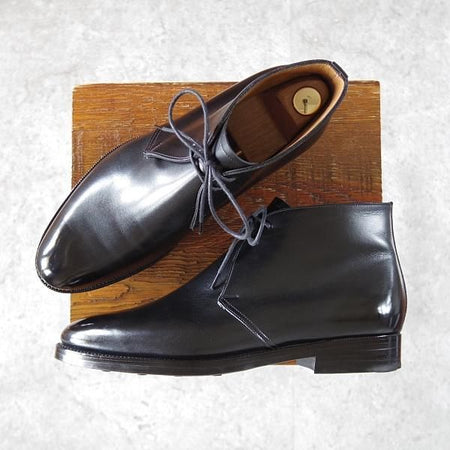 極美品★(英)フォスター&サン 6E【定価￥165,000-★ダイナイトソール仕様/STUDLEY】05ラスト/チャッカブーツ/カーフ/黒/FOSTER&SON★i375