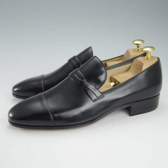 未使用★(伊)タニノクリスチー SIZE 6【デッドストック品★ローファー/121905】スリッポン/カーフ/黒/メンズ/TANINO CRISCI★i382