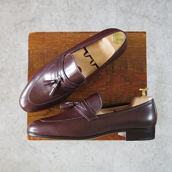 未使用★(伊)タニノクリスチー SIZE 6.5【デッドストック品★タッセルローファー/105702】カーフ/濃茶/メンズ/TANINO CRISCI★i385