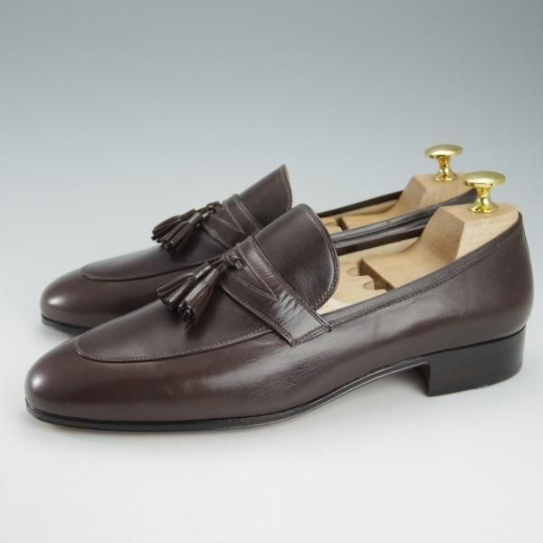 未使用★(伊)タニノクリスチー SIZE 6.5【デッドストック品★タッセルローファー/105702】カーフ/濃茶/メンズ/TANINO CRISCI★i385