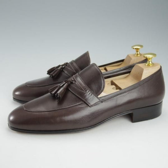 未使用★(伊)タニノクリスチー SIZE 6.5【デッドストック品★タッセルローファー/105702】カーフ/濃茶/メンズ/TANINO CRISCI★i385