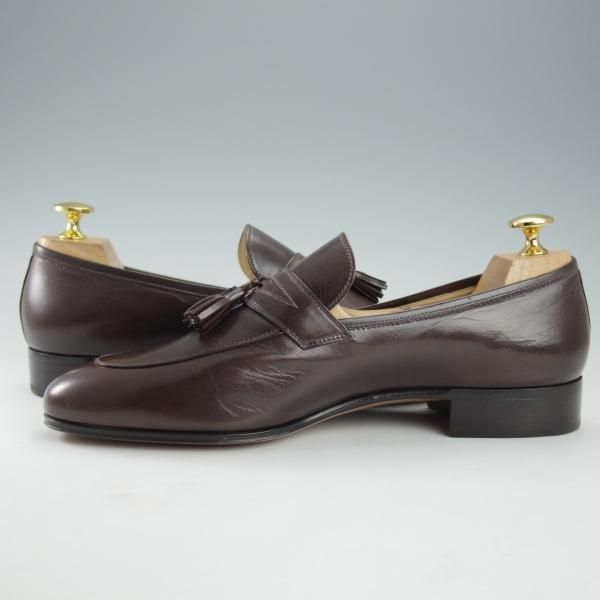 未使用★(伊)タニノクリスチー SIZE 6.5【デッドストック品★タッセルローファー/105702】カーフ/濃茶/メンズ/TANINO CRISCI★i385