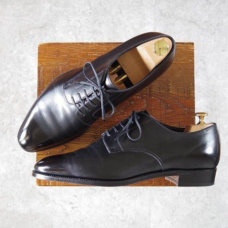 極美品★(浅草)RENDO/レンド SIZE 8.5【定価￥49,500-★プレーントゥ/7704/R770ラスト】カーフ/黒/メンズ★i390