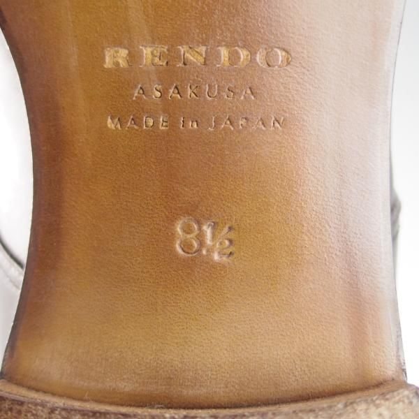 極美品★(浅草)RENDO/レンド SIZE 8.5【定価￥49,500-★プレーントゥ/7704/R770ラスト】カーフ/黒/メンズ★i390