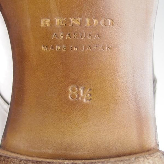 極美品★(浅草)RENDO/レンド SIZE 8.5【定価￥49,500-★プレーントゥ/7704/R770ラスト】カーフ/黒/メンズ★i390