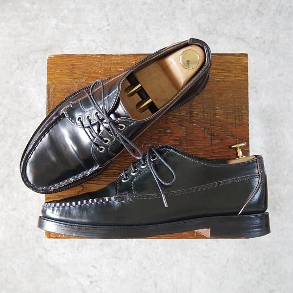 極上★(米)YUKETEN/ユケテン 8.5D【コードバン仕様★ホーウィン社スタンプ多数/1007】モカシン/Uチップ/紺/メンズ★i411