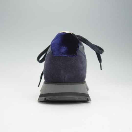 未使用★(伊)サントーニ SIZE 7.5【マルチ素材★スニーカー/紺】カーフ×スエード×メッシュ×ベロア/メンズ/Santoni★i419