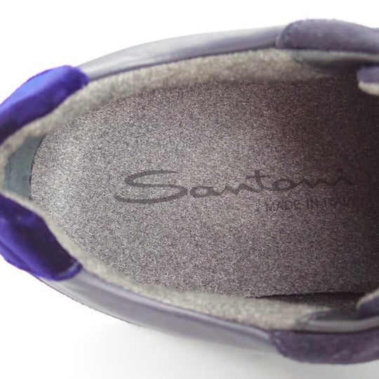 未使用★(伊)サントーニ SIZE 7.5【マルチ素材★スニーカー/紺】カーフ×スエード×メッシュ×ベロア/メンズ/Santoni★i419