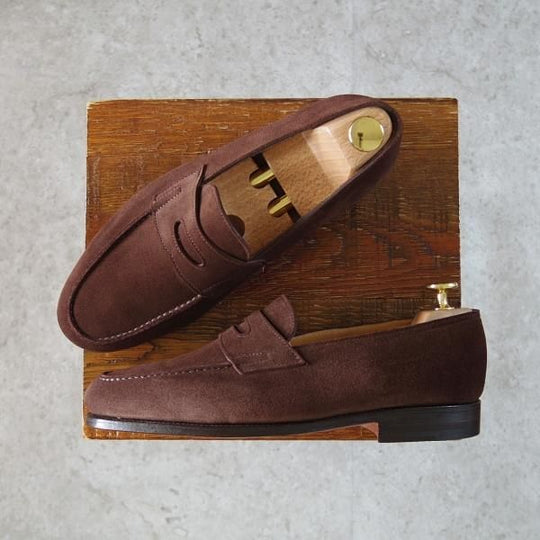 ほぼ試着程度★ジョンロブ 5.5E【定価￥231,000-★ロペス/LOPEZ】4395ラスト/コインローファー/スエード/濃茶/メンズ/JOHN LOBB★i424