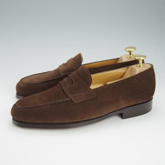 ほぼ試着程度★ジョンロブ 5.5E【定価￥231,000-★ロペス/LOPEZ】4395ラスト/コインローファー/スエード/濃茶/メンズ/JOHN LOBB★i424