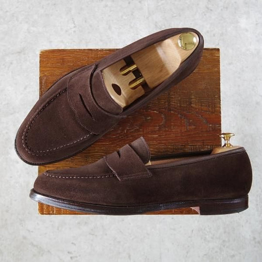 極上★クロケット&ジョーンズ 9.5E【定価￥79,200-★ビームスF別注/MAINE】376ラスト/コインローファー/濃茶/Crockett&Jones★i428