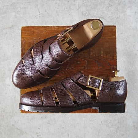 極美品★ジャランスリワヤ SIZE 7【定価￥37,400-★グルカサンダル/EDWARD】グレインレザー/濃茶/メンズ/JALAN SRIWIJAWA★i431