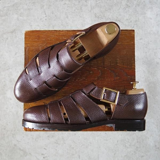 極美品★ジャランスリワヤ SIZE 7【定価￥37,400-★グルカサンダル/EDWARD】グレインレザー/濃茶/メンズ/JALAN SRIWIJAWA★i431