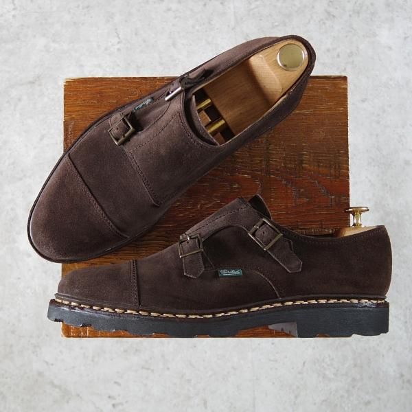 極上★パラブーツ SIZE 8.5【定価￥82,500-★ウィリアム/WILLIAM】マルシェソール/ダブルモンク/スエード/濃茶/Paraboot★i434
