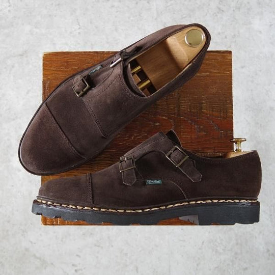 極上★パラブーツ SIZE 8.5【定価￥82,500-★ウィリアム/WILLIAM】マルシェソール/ダブルモンク/スエード/濃茶/Paraboot★i434