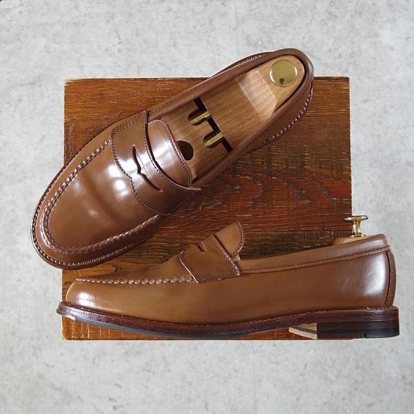 極美品★オールデン 8.5D【貴重★ウイスキーコードバン/茶/N9207】ヴァンラスト/コインローファー/バンラスト/メンズ/Alden★i439