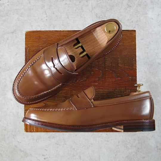 極美品★オールデン 8.5D【貴重★ウイスキーコードバン/茶/N9207】ヴァンラスト/コインローファー/バンラスト/メンズ/Alden★i439